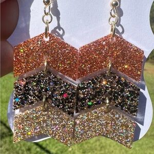 Glitter Chevron Dangle Earrings